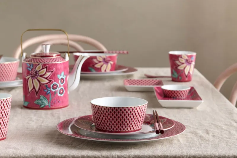 Pip Studio Porzellan Sets|Teekannen|Oriental Flower Festival Teekanne Dunkel Medium Rosa