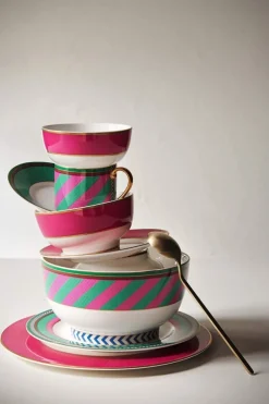 Pip Studio Frühstücksteller|Pip Chique Stripes Frühstücksteller Rosa/Grün 23cm