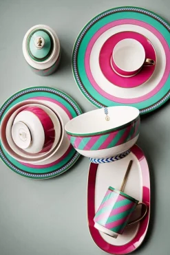 Pip Studio Frühstücksteller|Pip Chique Stripes Frühstücksteller Rosa/Grün 23cm