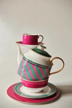 Pip Studio Frühstücksteller|Pip Chique Stripes Frühstücksteller Rosa/Grün 23cm