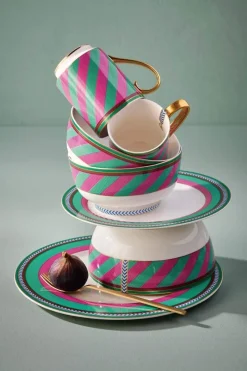 Pip Studio Frühstücksteller|Pip Chique Stripes Frühstücksteller Rosa/Grün 23cm