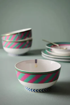 Pip Studio Schalen|Pip Chique Stripes Schale Rosa/Grün 18cm Mehrfarbig