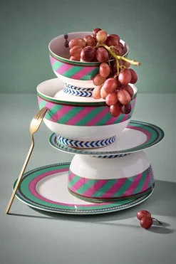 Pip Studio Schalen|Pip Chique Stripes Schale Rosa/Grün 18cm Mehrfarbig