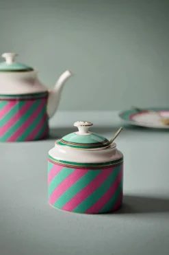 Pip Studio Zuckerdose|Pip Chique Stripes Zuckerdose Rosa/Grün Mehrfarbig