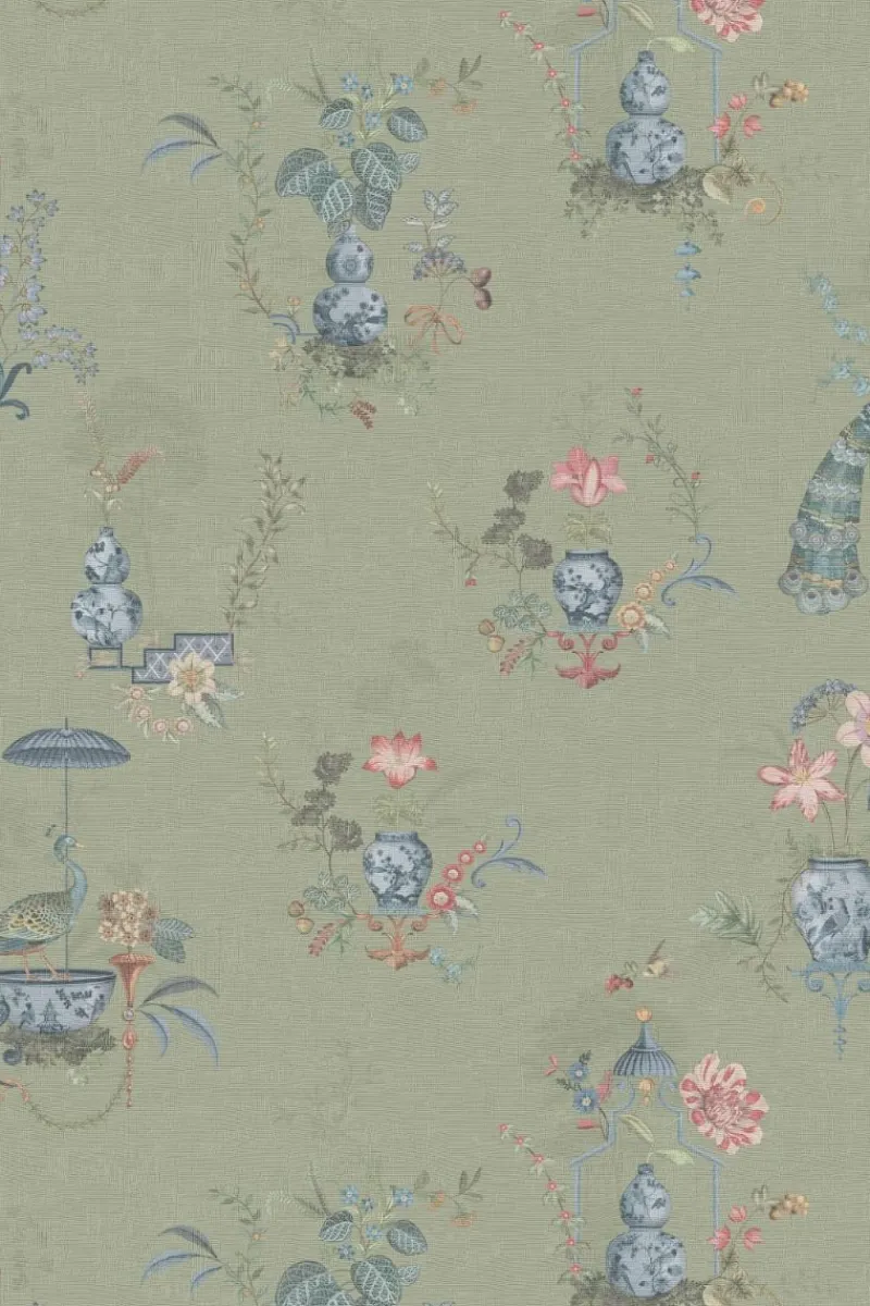 Pip Studio Vinyltapete|Chinese Porcelain Vinyltapete Hell Grün