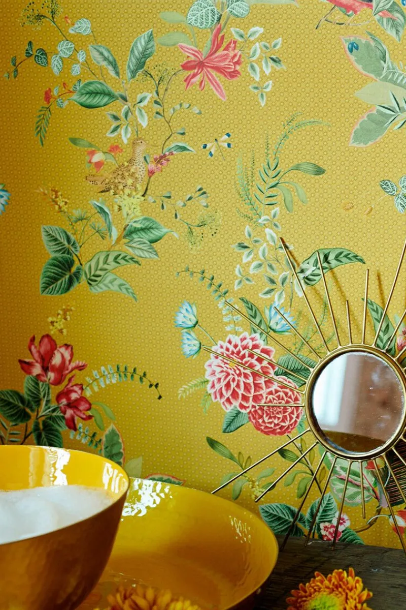 Pip Studio Vliestapete|Floris Vliestapete Gelb