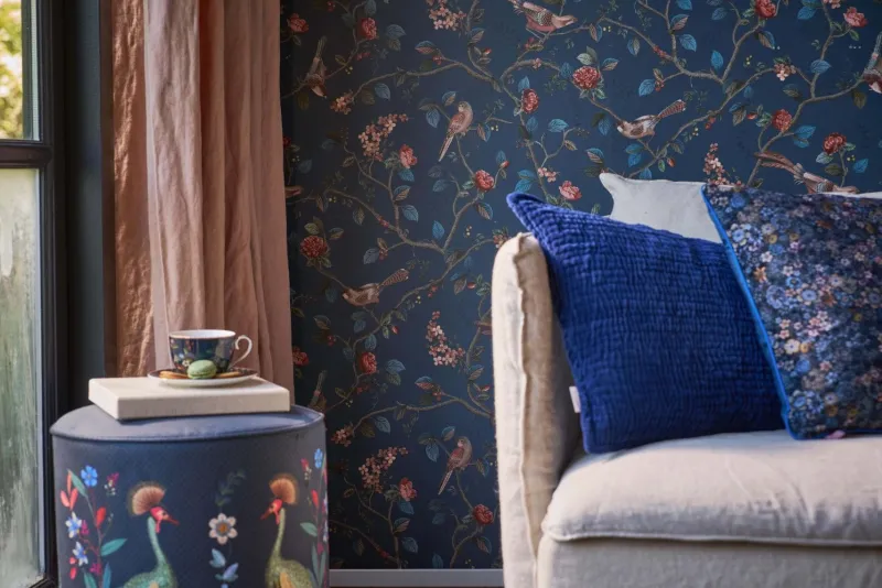 Pip Studio Vliestapete|Good Nightingale Vliestapete Dunkel Blau