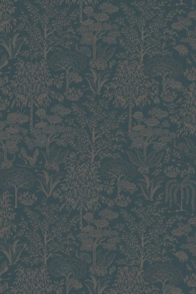 Pip Studio Vliestapete|Origami Tree Vliestapete Dunkel/Roségold Blau