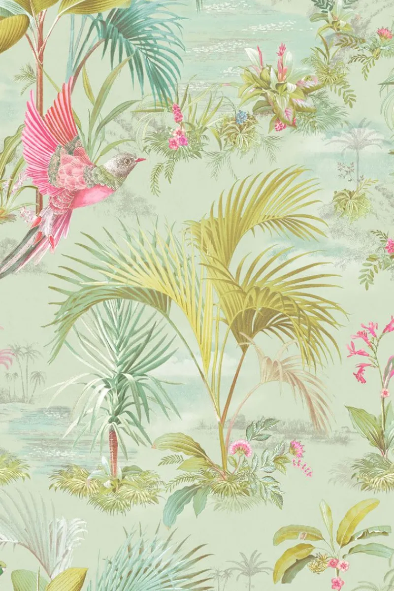 Pip Studio Vliestapete|Palm Scene Vliestapete Grün