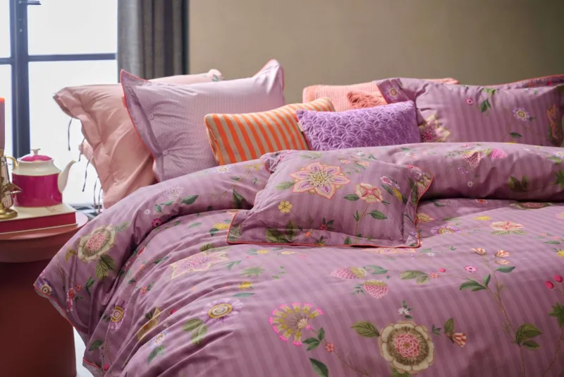 Pip Studio Zierkissen|Bettkissen|Quadratisches Zierkissen Flores Bailando Purpur Violett