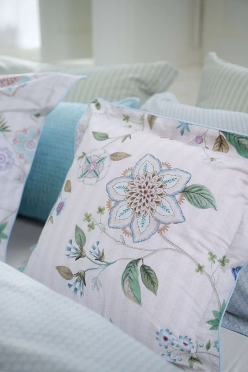 Pip Studio Zierkissen|Bettkissen|Quadratisches Zierkissen Flores Bailando Gebrochen Weiss Gebrochen Weiß