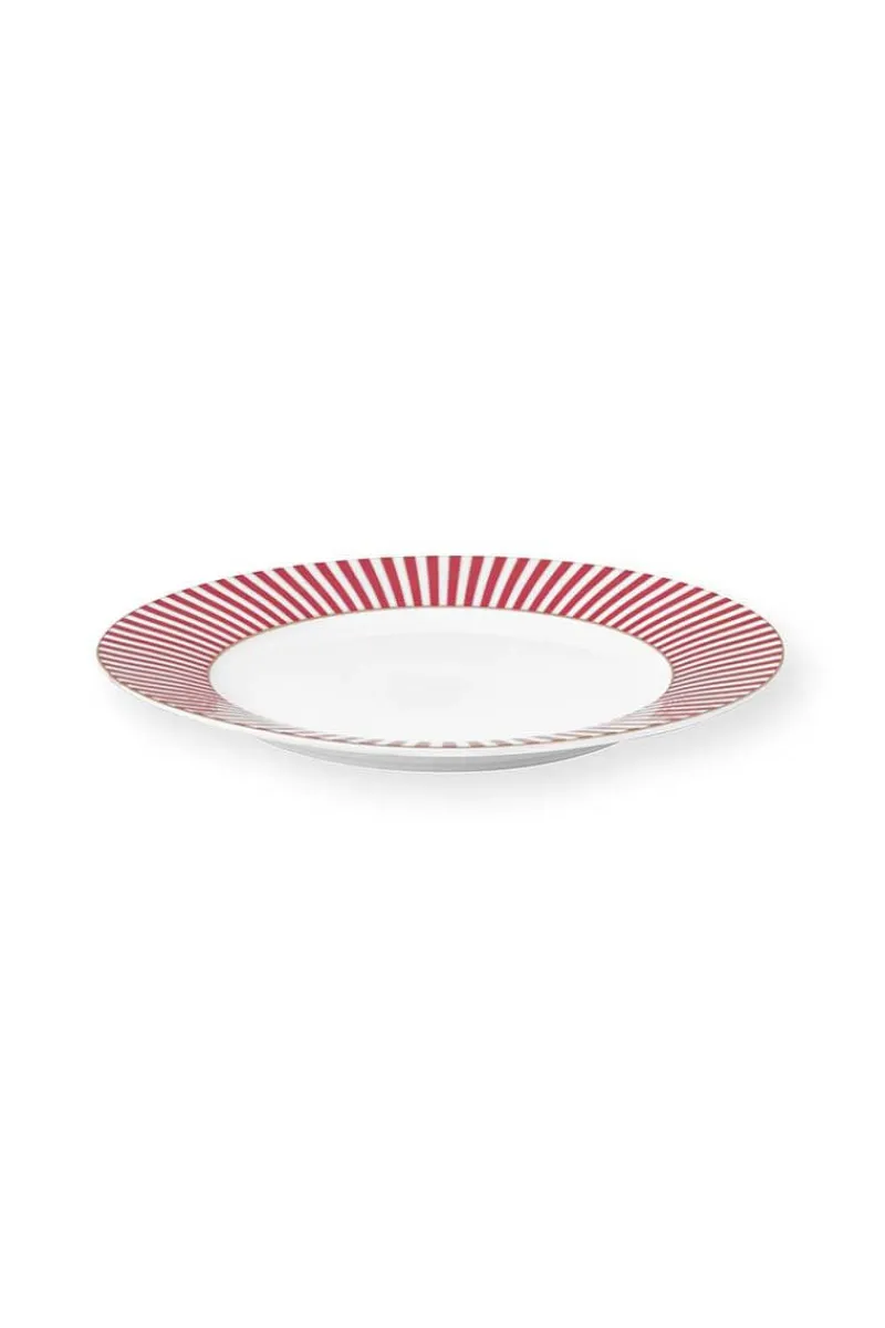 Pip Studio Frühstücksteller|Royal Stripes Frühstücksteller Dunkel 21cm Rosa