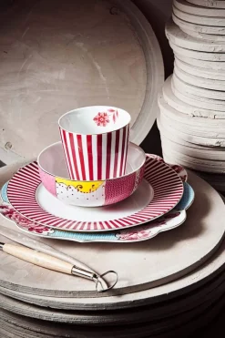 Pip Studio Frühstücksteller|Royal Stripes Frühstücksteller Dunkel 21cm Rosa