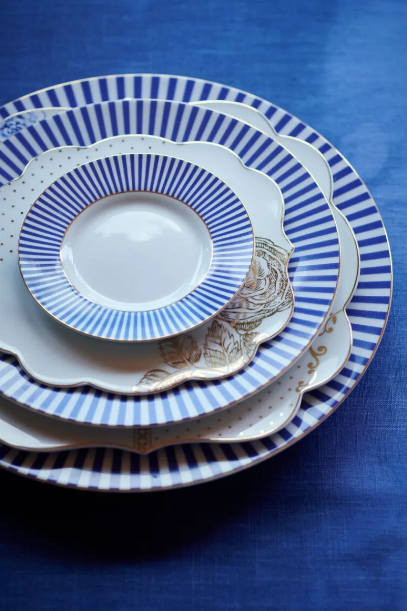 Pip Studio Frühstücksteller|Royal Stripes Frühstücksteller 21 cm Blau