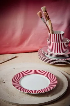 Pip Studio Gebäckteller|Royal Stripes Gebäckteller Dunkel 17cm Rosa
