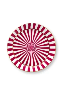 Pip Studio Teetassen|Porzellan Sets|Royal Stripes Tasse Blumen & Teebeutelablage Dunkel Rosa