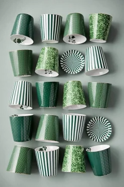 Pip Studio Porzellan Sets|Teetassen|Royal Stripes Tasse Blumen & Teebeutelablage Grün