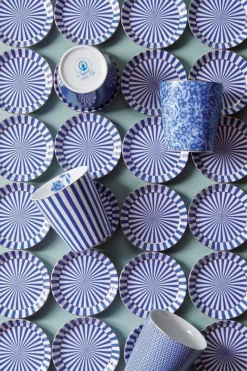 Pip Studio Porzellan Sets|Teetassen|Royal Stripes Tasse Blumen & Teebeutelablage Blau