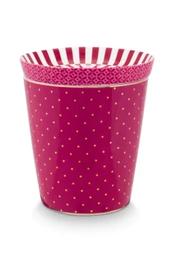 Pip Studio Porzellan Sets|Teetassen|Royal Stripes Tasse Punkte & Teebeutelablage Dunkel Rosa
