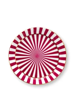 Pip Studio Porzellan Sets|Teetassen|Royal Stripes Tasse Punkte & Teebeutelablage Dunkel Rosa