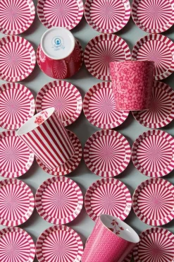 Pip Studio Porzellan Sets|Teetassen|Royal Stripes Tasse Punkte & Teebeutelablage Dunkel Rosa