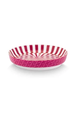 Pip Studio Porzellan Sets|Teetassen|Royal Stripes Tasse & Teebeutelablage Dunkel Rosa