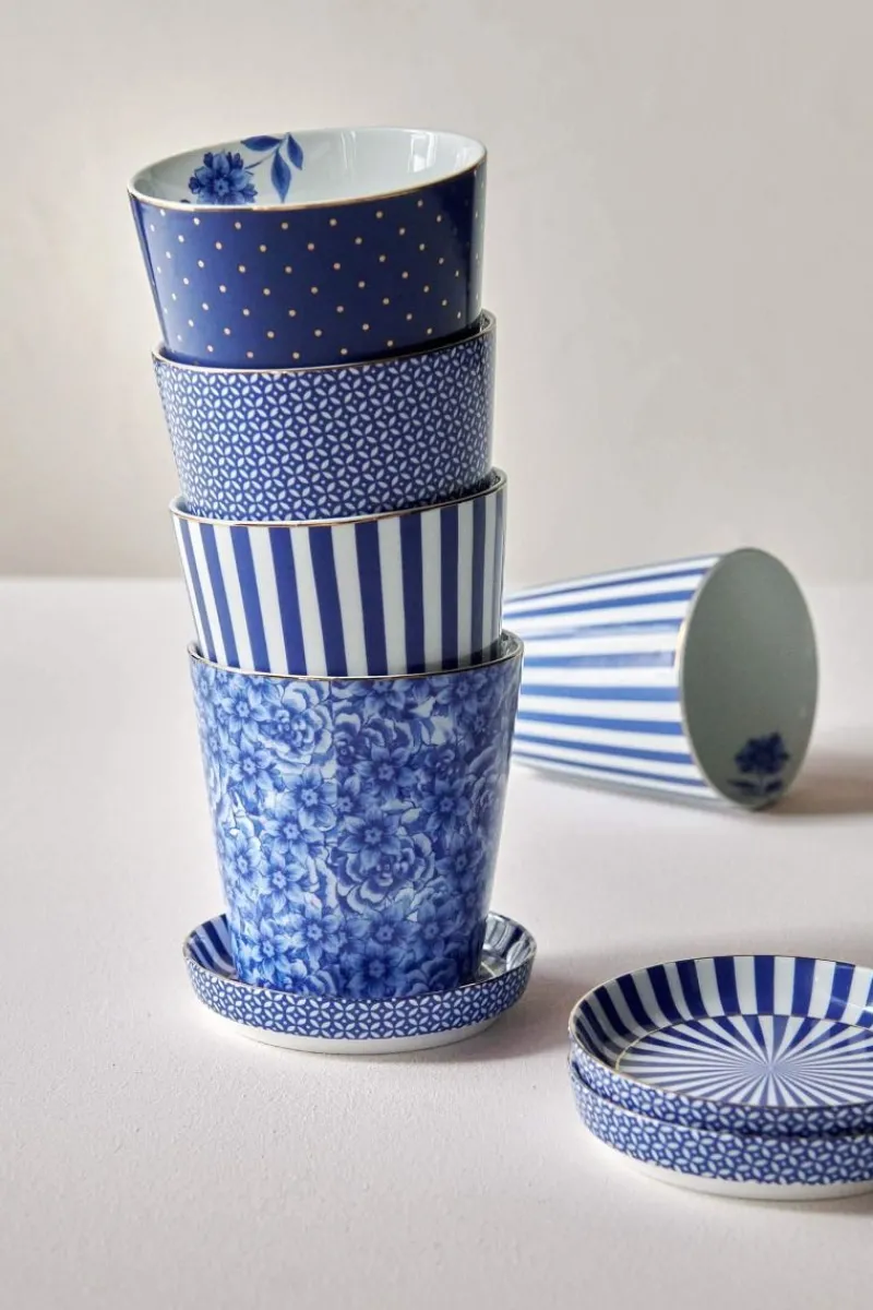Pip Studio Porzellan Sets|Teetassen|Royal Stripes Tasse & Teebeutelablage Blau
