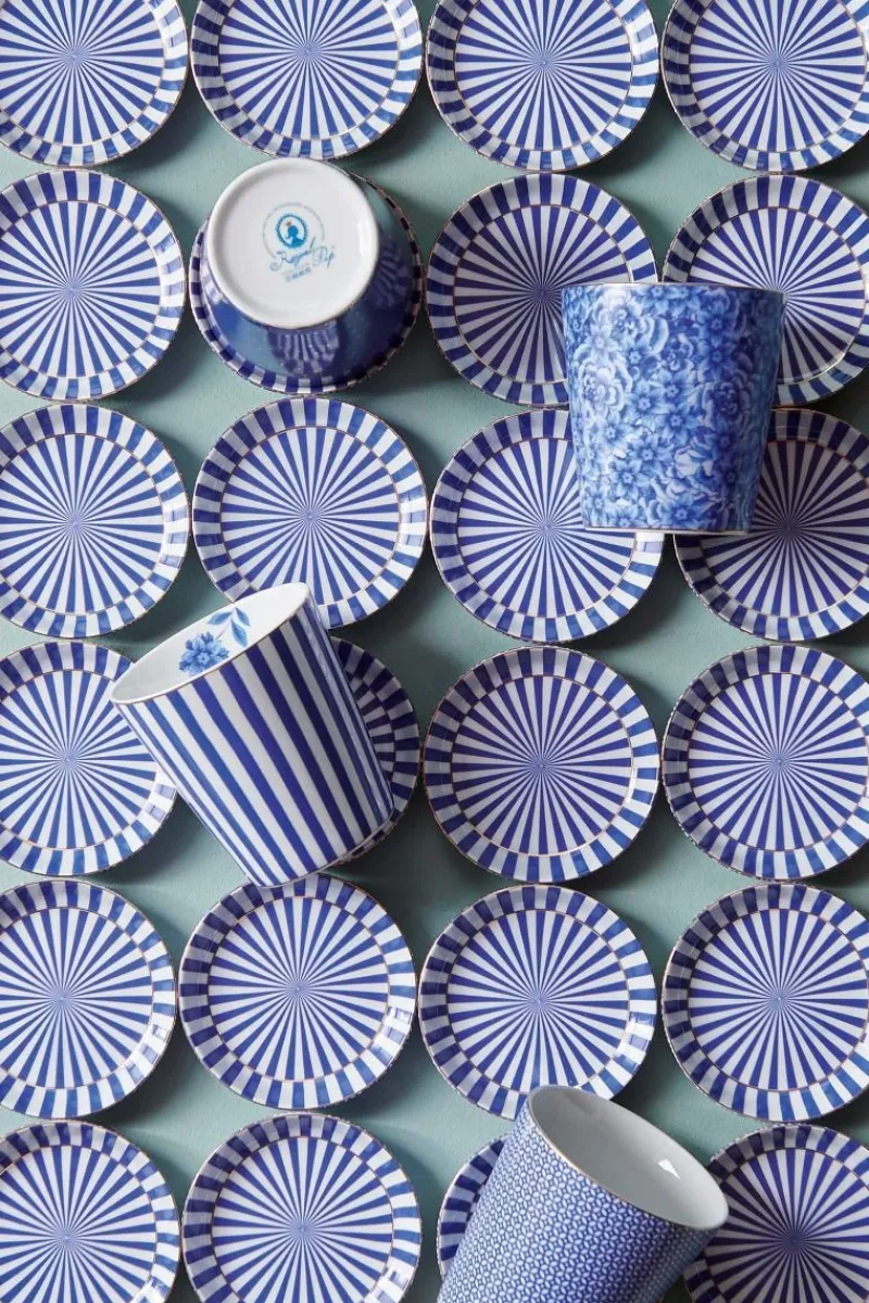 Pip Studio Porzellan Sets|Teetassen|Royal Stripes Tasse & Teebeutelablage Blau