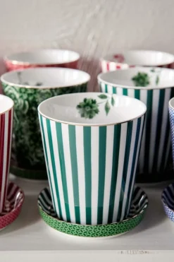 Pip Studio Porzellan Sets|Teetassen|Royal Stripes Tasse & Teebeutelablage Grün