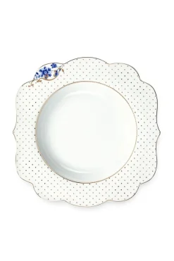 Pip Studio Tiefe Teller|Royal White Suppenteller Golden Dots 23,5 cm