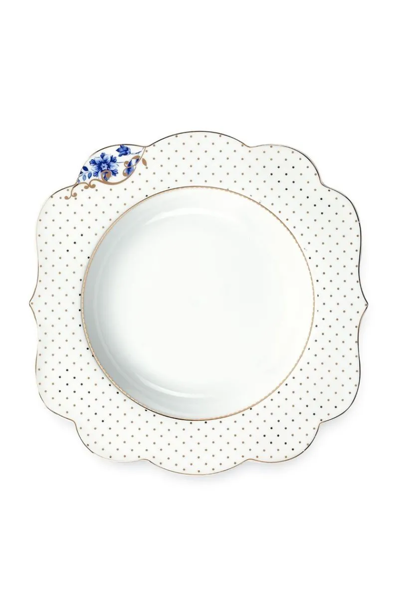 Pip Studio Tiefe Teller|Royal White Suppenteller Golden Dots 23,5 cm