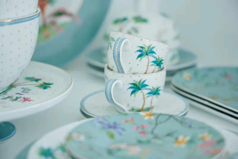 Pip Studio Porzellan Sets|Espresso Tasse|Set/2 Espresso Tassen & Untertassen Jolie Punkte Gold Blau