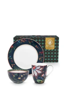 Pip Studio Porzellan Sets|Set/3 Frühstück Set Berry Blues