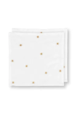 Pip Studio Weihnachten|Servietten|Set/2 Servietten Bestickung Sterne Gold