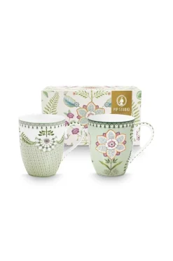 Pip Studio Porzellan Sets|Teetassen|Set/2 Tassen Gross Lily&Lotus Hell Grün