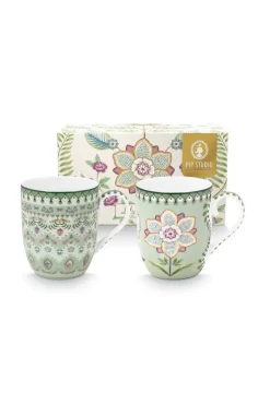 Pip Studio Porzellan Sets|Kaffeetassen|Set/2 Tassen Klein Lily&Lotus Hell Grün