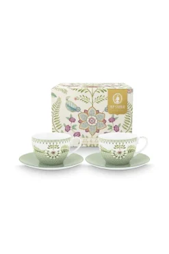 Pip Studio Porzellan Sets|Teetassen|Set/2 Tassen & Untertassen Lily&Lotus Hell Grün
