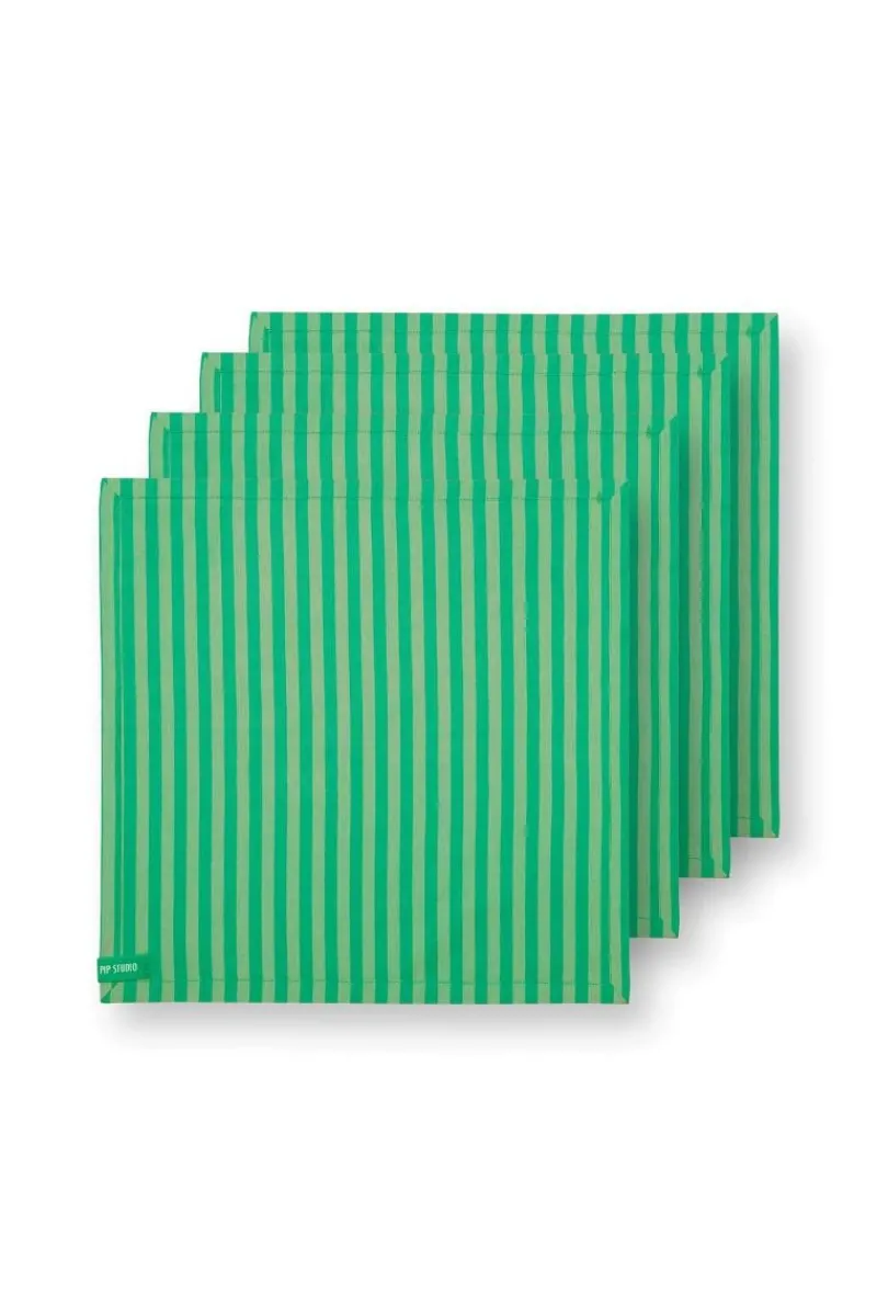 Pip Studio Servietten|Stripes Set/4 Servietten Grün