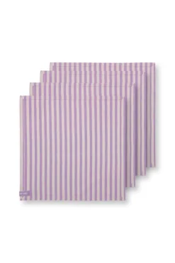 Pip Studio Servietten|Stripes Set/4 Servietten Lila Violett