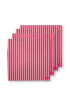 Pip Studio Servietten|Stripes Set/4 Servietten Rosa