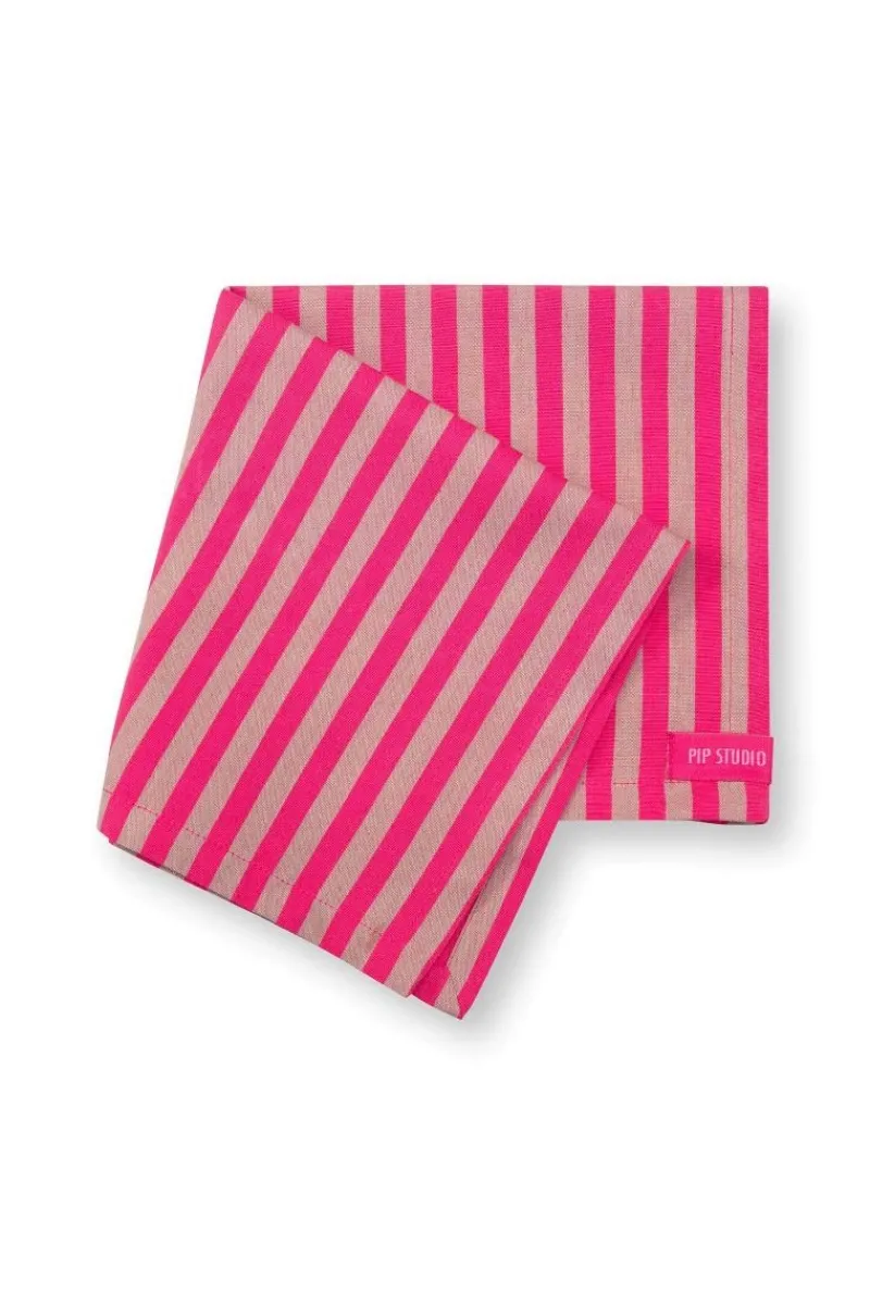 Pip Studio Servietten|Stripes Set/4 Servietten Rosa