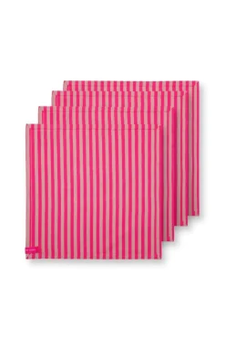 Pip Studio Servietten|Stripes Set/4 Servietten Rosa