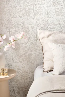 Pip Studio Tapetenmuster|Tapetenmuster Origami Tree Gebrochen Weiss/Silber Weiß