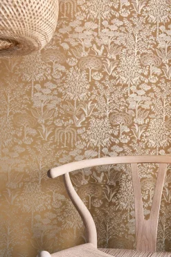 Pip Studio Tapetenmuster|Tapetenmuster Origami Tree Ocker/Gold Gelb
