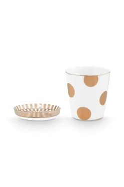 Pip Studio Weihnachten|Porzellan Sets|Tasse Klein Dot Delight & Teebeutelablage Weiss-Gold