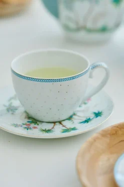 Pip Studio Cappuccino Tasse|Tasse & Untertasse|Tasse & Untertasse Jolie Punkte Gold Blau