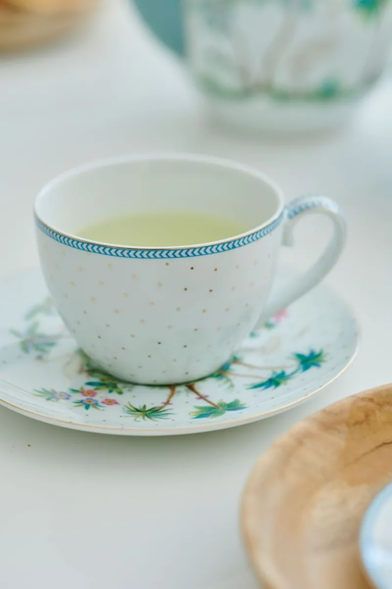 Pip Studio Cappuccino Tasse|Tasse & Untertasse|Tasse & Untertasse Jolie Punkte Gold Blau