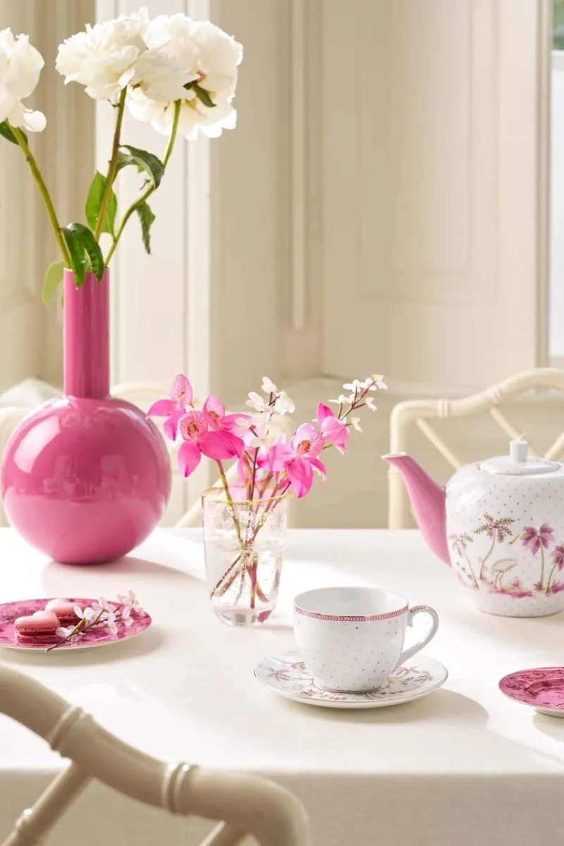 Pip Studio Cappuccino Tasse|Tasse & Untertasse|Tasse & Untertasse Jolie Punkte Gold Rosa