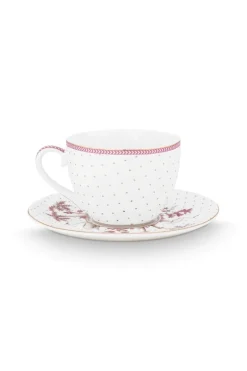 Pip Studio Cappuccino Tasse|Tasse & Untertasse|Tasse & Untertasse Jolie Punkte Gold Rosa