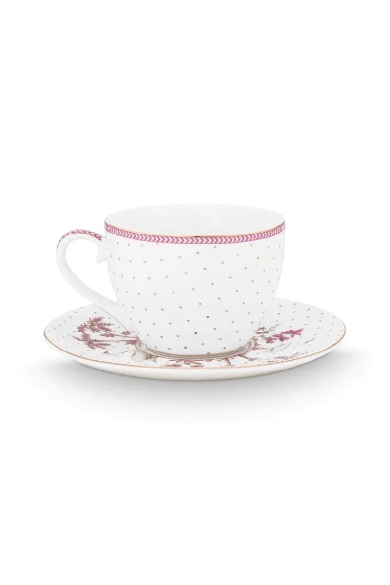 Pip Studio Cappuccino Tasse|Tasse & Untertasse|Tasse & Untertasse Jolie Punkte Gold Rosa